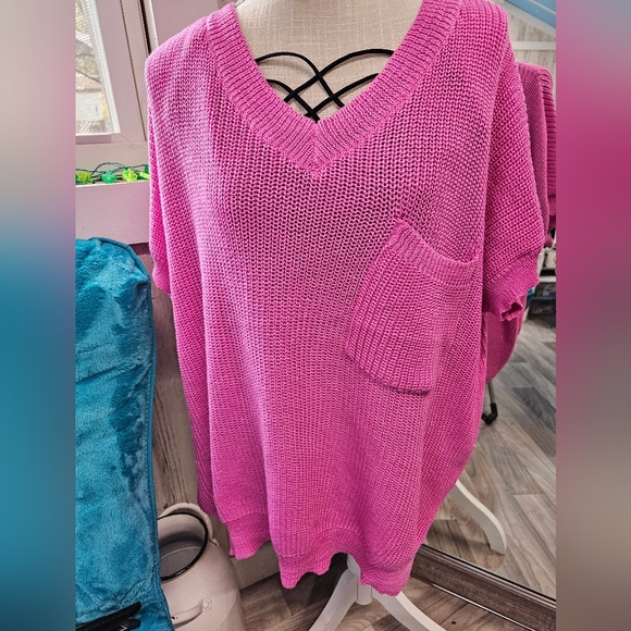 Knit pullover short sleeve sweater - Picture 2 of 3